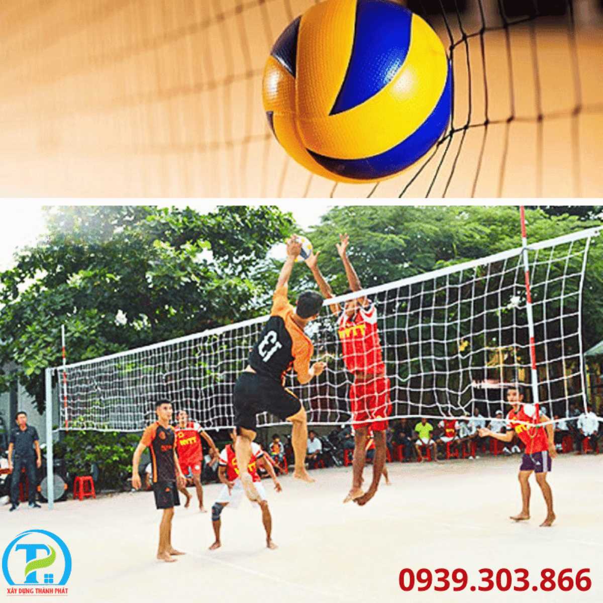 Dự &aacute;n thi c&ocirc;ng s&acirc;n b&oacute;ng chuyền ho&agrave;n thiện.
