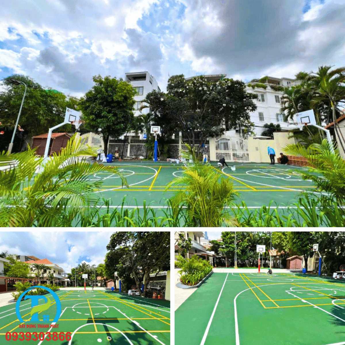 Kỹ thuật kẻ vạch sơn nh&agrave; thi đấu đa năng kh&ocirc;ng bị rối.