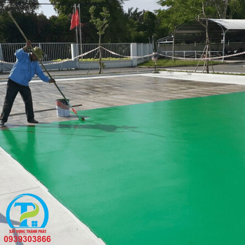 S&acirc;n cầu l&ocirc;ng thi c&ocirc;ng bằng sơn Acrylic ngo&agrave;i trời.